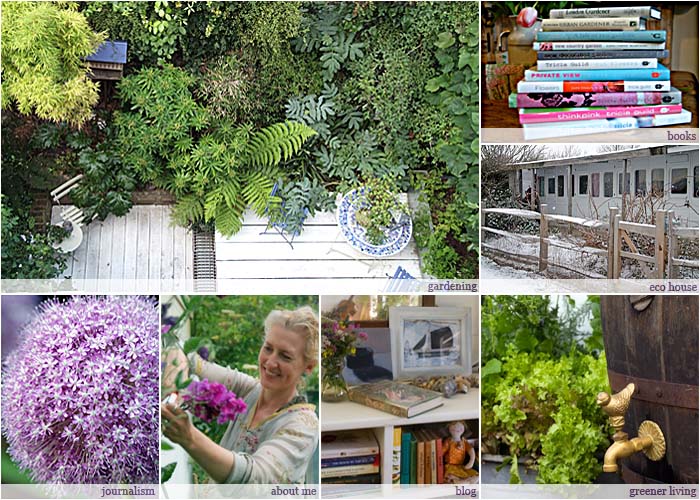 Elspeth Thompson writes and broadcasts on gardening and greener living. This collage of seven pictures shows aspects of her work.